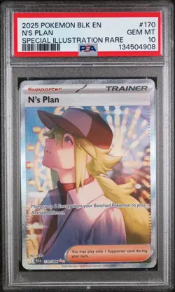 2025 POKEMON BLK EN-BLACK BOLT #170 N'S PLAN SPECIAL ILLUSTRATION RARE PSA 10 - Image 1