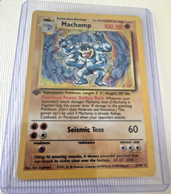 Pokemon TCG Machamp 8/102 1st Edition Base Set Holographic Rare MP - Image 1