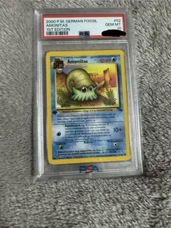 pokemon psa 10 2000 P.M. German Fossil Amonitas 1st. Edition - Image 1