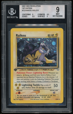 2001 POKEMON NEO REVELATION 1ST EDITION #13/64 RAIKOU HOLO RARE BGS 9 - Image 1