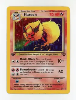 1st Edition Flareon Holo - Pokemon 1999 Jungle #3 EX+ / EX-MT - Image 1