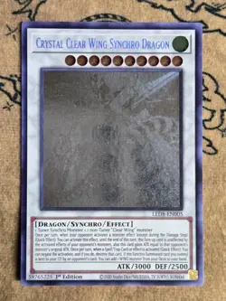 Yugioh Crystal Clear Wing Synchro Dragon LED8-EN005 1st Edition Ghost Rare NM - Image 1