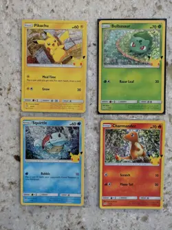 Pokemon 4 Holo Cards McDonalds 25th Pikachu Bulbasaur Charmander Squirtle - Image 1