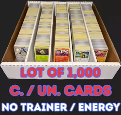 1000 Pokemon TCG Card Collection Lot C/UC/R No Energies Bulk Lot Of Cards - Image 1
