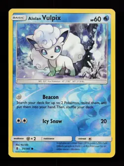 Alolan Vulpix 21/145 Reverse Holo SM - Guardians Rising Pokemon Card - Image 1