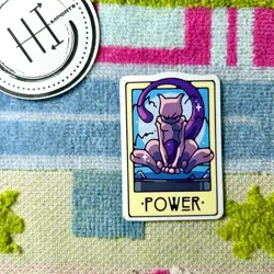 Pokemon Waterproof Vinyl Sticker | Tarot Card Themed Pokemon Power Mewtwo - Image 1