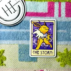 Pokemon Waterproof Vinyl Sticker | Tarot Card Themed Pokemon The Storm Jolteon - Image 1