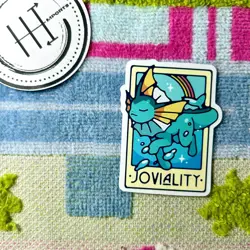 Pokemon Waterproof Vinyl Sticker | Tarot Card Themed Pokemon Joviality Vaporeon - Image 1