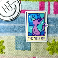 Pokemon Waterproof Vinyl Sticker | Tarot Card Themed Pokemon The Magician Espeon - Image 1