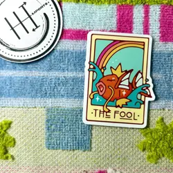 Pokemon Waterproof Vinyl Sticker | Tarot Card Themed Pokemon The Fool Magikarp - Image 1