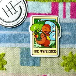 Pokemon Waterproof Vinyl Sticker | Tarot Card Themed Pokemon Wanderer Charmander - Image 1