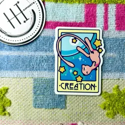 Pokemon Waterproof Vinyl Sticker | Tarot Card Themed Pokemon Creation Mew - Image 1