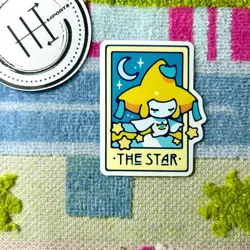 Pokemon Waterproof Vinyl Sticker | Tarot Card Themed Pokemon The Star Jirachi - Image 1