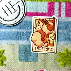 Pokemon Waterproof Vinyl Sticker | Tarot Card Themed Pokemon The Flame Flareon - Image 1