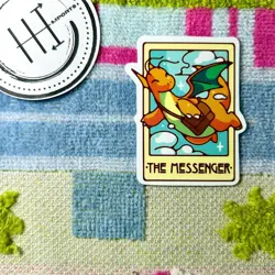 Pokemon Waterproof Vinyl Sticker | Tarot Card Pokemon Messenger Bag Dragonite - Image 1