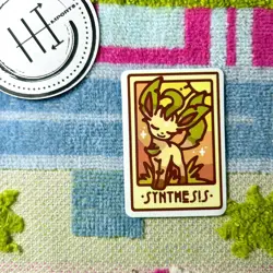 Pokemon Waterproof Vinyl Sticker | Tarot Card Themed Pokemon Synthesis Leafeon - Image 1