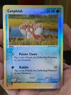 POKEMON CORPHISH 52/97 COMMON REVERSE HOLOFOIL EX DRAGON LP/MP CARD - Image 1