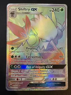 Pokemon TCG Shiftry GX Rainbow Secret Rare Card 169/168 Celestial Storm - Image 1