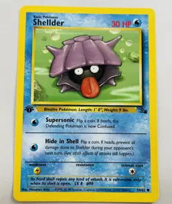 (1st edition) Pokemon SHELLDER Card FOSSIL Set 54/62 First Ed Non-Holo Common NM - Image 1