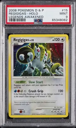 2008 POKEMON DIAMOND & PEARL LEGENDS AWAKENED #15 REGIGIGAS-HOLO PSA 9 - Image 1