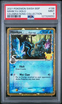2021 POKEMON SWSH BLACK STAR PROMO CELEBRATIONS COLL #136 MIMIKYU-HOLO PSA 9 - Image 1