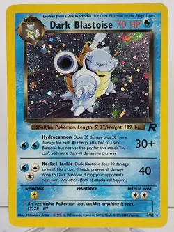 *SWIRL* Pokemon WOTC Dark Blastoise 3/82 Holo Team Rocket Lightly Played LP - Image 1