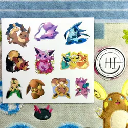 Pokemon Waterproof Vinyl Sticker Sheet Eevee Evolutions Pokemon 2" Stickers - Image 1
