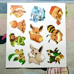 Pokemon Waterproof Vinyl Sticker Sheet Eevee Evolutions & Pikachu Pokemon 2" - Image 1