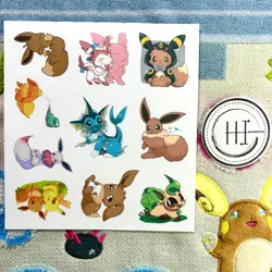 Pokemon Waterproof Vinyl Sticker Sheet Eevee Evolutions Pokemon 2" Stickers - Image 1