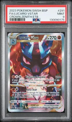 PSA 9 LUCARIO VSTAR SWSH291 BLACK STAR PROMO CROWN ZENITH ETB POKEMON 😍 - Image 1
