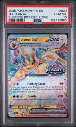 PSA 10 Jolteon ex #030 Pokemon Prismatic Evolution Stamp Surprise Box Exclusive - Image 1