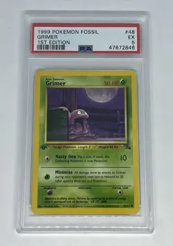 Pokemon - Grimer - 1st Edition - 48/62 - Common - 1999 Pokemon Fossil - PSA 5 EX - Image 1