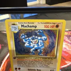 Pokemon TCG Machamp Base Set 8/102 1st Edition Holo Rare hp - Image 1