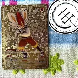 Pokemon Cinderace V Gold Foil Holo Textured Fan Art Card Nintendo - Image 1