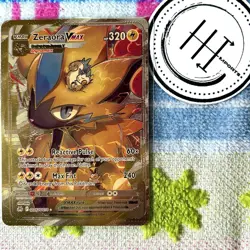 Pokemon Zeraora Vmax Gold Foil Holo Textured Fan Art Card Nintendo - Image 1