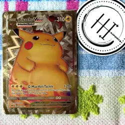 Pokemon Pikachu Vmax Gold Foil Holo Textured Fan Art Card Nintendo - Image 1