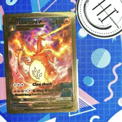 Pokemon Charizard VMax Gold Foil Holo Textured Fan Art Card Nintendo - Image 1