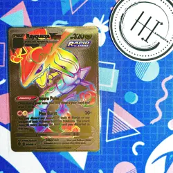 Pokemon Rayquaza VMax Gold Foil Holo Textured Fan Art Card Nintendo - Image 1