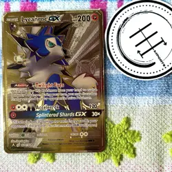 Pokemon Lycanroc GX Gold Foil Holo Textured Fan Art Card Nintendo - Image 1