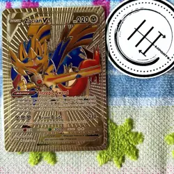 Pokemon Zacian V Gold Foil Holo Textured Fan Art Card Nintendo - Image 1