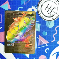 Pokemon Gyarados VMax Gold Foil Holo Textured Fan Art Card Nintendo - Image 1