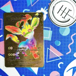 Pokemon Leafeon VMax Gold Foil Holo Textured Fan Art Card Nintendo - Image 1