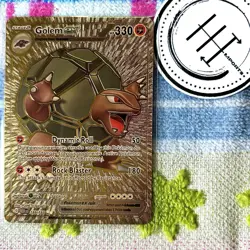 Pokemon Golem EX Gold Foil Holo Textured Fan Art Card Nintendo - Image 1