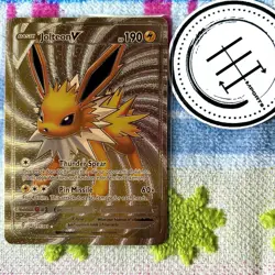 Pokemon Jolteon V Gold Foil Holo Textured Fan Art Card Nintendo - Image 1
