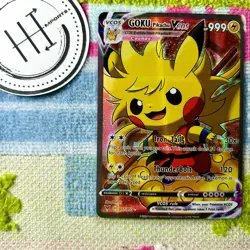 Goku Pikachu VCOS Pokemon Card Holo Cosplay ART - Image 1