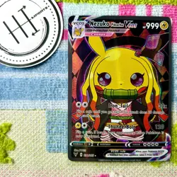 Nezuko Pikachu VCOS Pokemon Card Holo Cosplay ART - Image 1