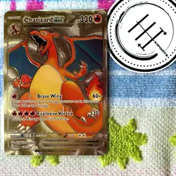 Pokemon Charizard EX Gold Foil Holo Textured Fan Art Card Nintendo - Image 1
