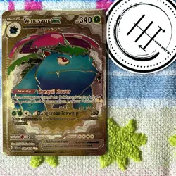 Pokemon Venusaur EX Gold Foil Holo Textured Fan Art Card Nintendo - Image 1