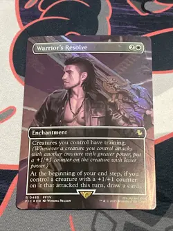 MTG Final Fantasy Holiday WARRIOR'S RESOLVE Borderless 0465 Foil Magic Card - Image 1