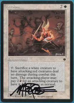 Heroism Fallen Empires NM White Uncommon SIGNED MAGIC CARD (ID# 430640) ABUGames - Image 1